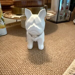 White Ceramic French Bull Dog Figurine Statue